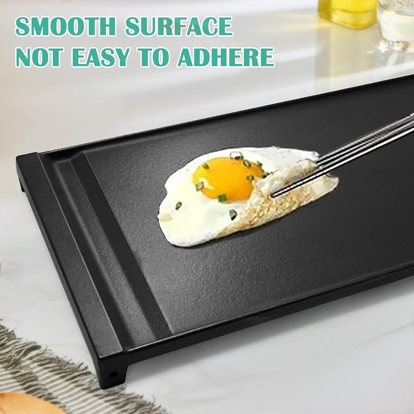 Hiorucet WB31X24738 Cast Iron Griddle Replacement for GE Appliance Gas Range, JGBS66REKSS, JGB700SEJ4SS, JGSS66SEL1SS, JGSS66SEL3SS, JGSS66SELSS, JGB700SEJ1SS Griddle Plate Cooktop for GE Center Part.