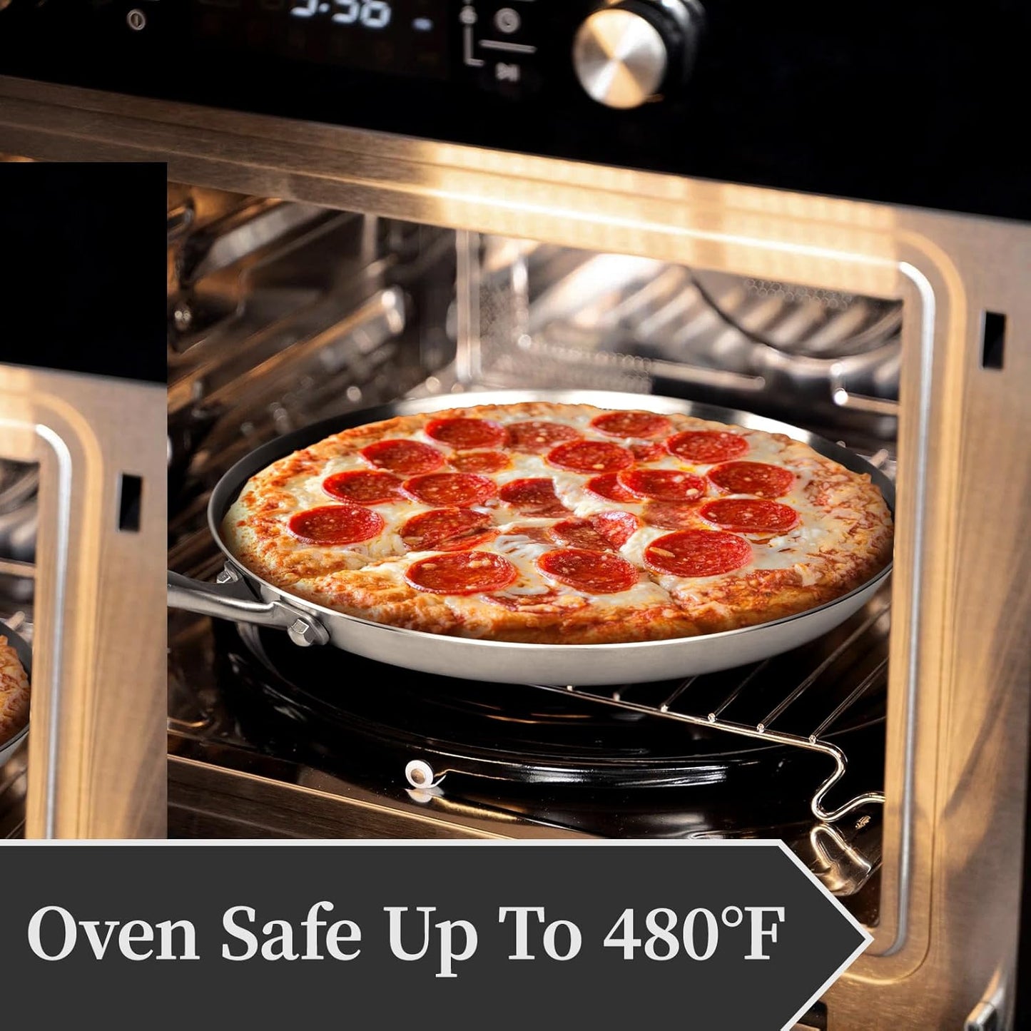 Stainless Steel Crepe Pan - 12 Inch Nonstick Crepe Pan, Stainless Steel Honeycomb Coating Pancake Pan, Non Stick Flat Skillet Tawa Dosa Tortilla Griddle Pan, Induction Compatible, PFOA Free