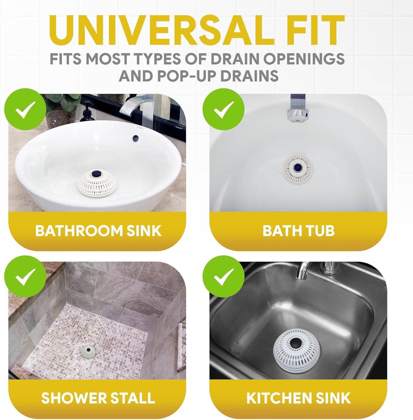 ShowerShroom Stealth Shower Hair Drain Catcher - Hair Stopper for Shower Drain, Bathtub, and Bathroom Sink, Will Not Impede Water Flow, Bathtub Hair Catcher for Drain with No Installation Required