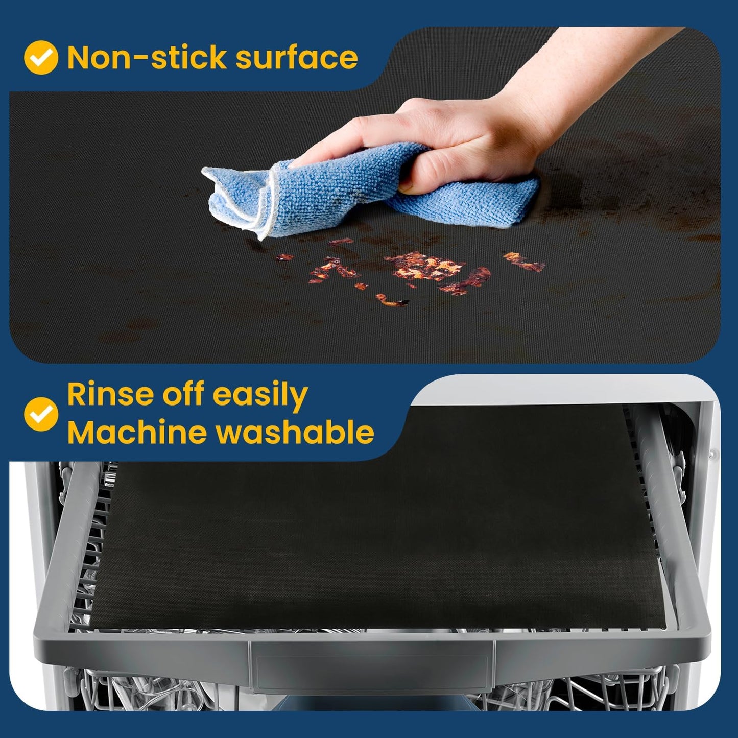 16 X75 Inch Oven Liner for Bottom of Oven, Reusable and Thick Heavy Duty Non Stick Teflon Oven Mats Cut to Custom Fit Electric, Gas, Toaster, Convection, Microwave and Grills
