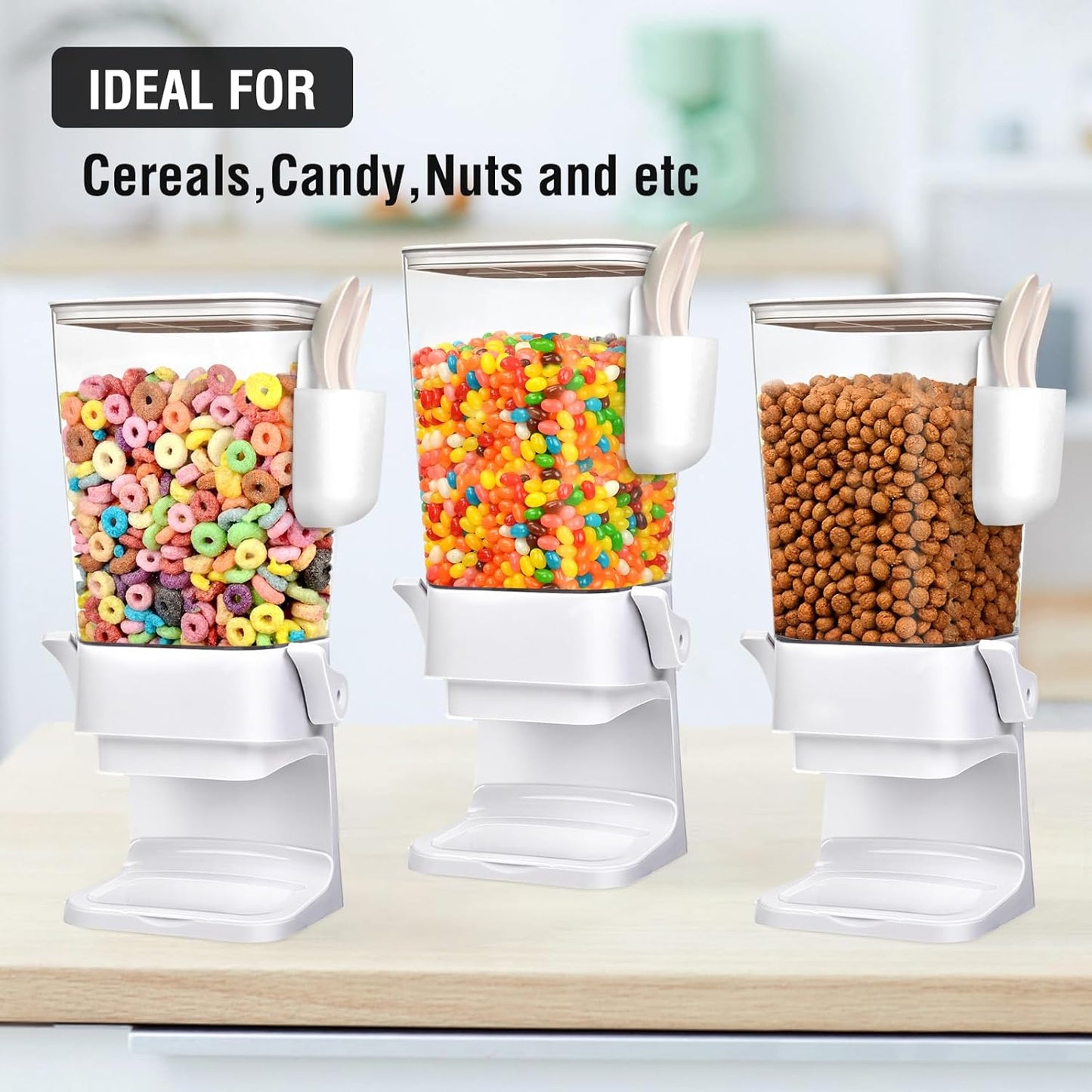 Cereal Dispenser Countertop with 4 Pack Bowls and Spoons 5.5 Qt Large Cereal Storage Container Holder for Pantry Dry Food Nut Dispenser Snack Candy Organizer Kitchen Organization for Oatmeal Granola