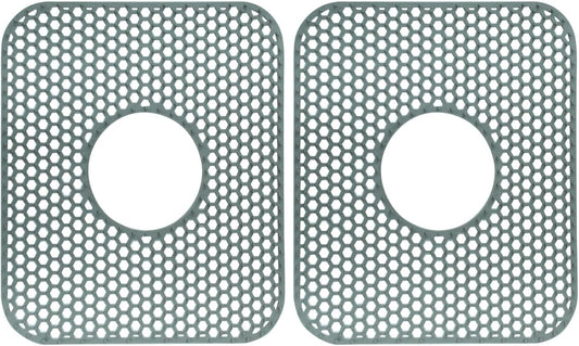 2 Pack Non-Slip Kitchen Sink Mats, Heat Resistant Sink Protectors for Folding Farmhouse, Center Drain Silicone Mat for Bottom of Stainless Steel Porcelain Kitchen