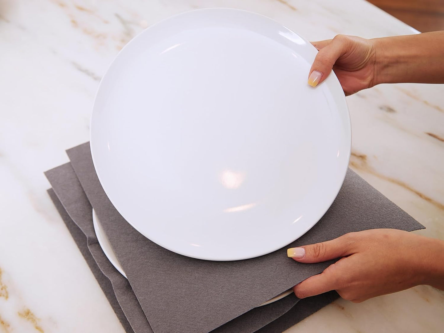 Covermates Keepsakes Dish Storage Box - Stackable, Reinforced Handles, China Storage, Grey Heather