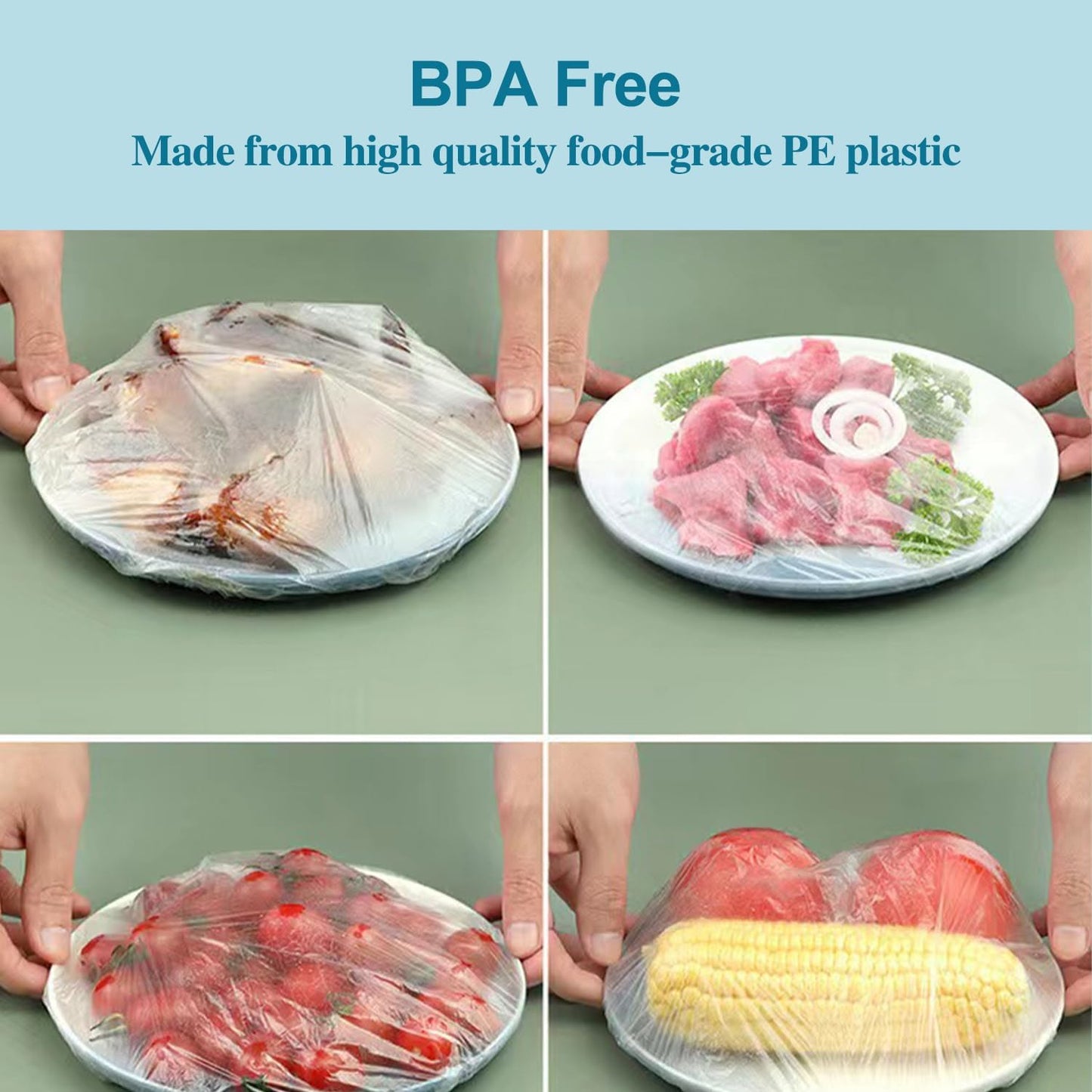 200PCS Reusable Elastic Bowl Covers, Plastic Food Covers with Elastic Edges,Airtight Stretchable Bowl Lids for Refrigerator Storage,Leftovers & Meal Prep,BPA Free,Assorted Sizes