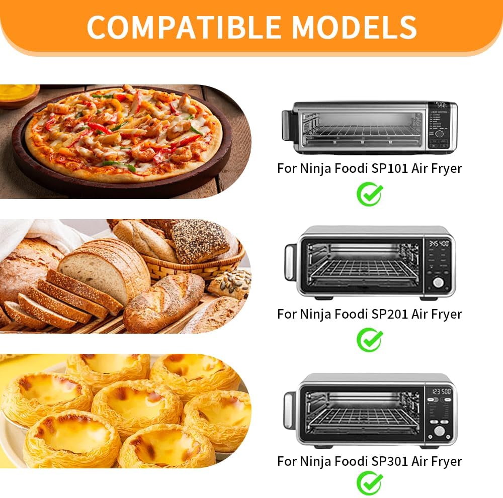 for Ninja Reusable Air Fryer Liners 12x12inch, Oven Liners for Bottom of Toaster Oven, 3x Oven Liner + 3x Mesh Sheets, Heavy Duty Microwave/Grill Baking Mat Pre-Cut Square for SP101/SP201/SP301/SP351