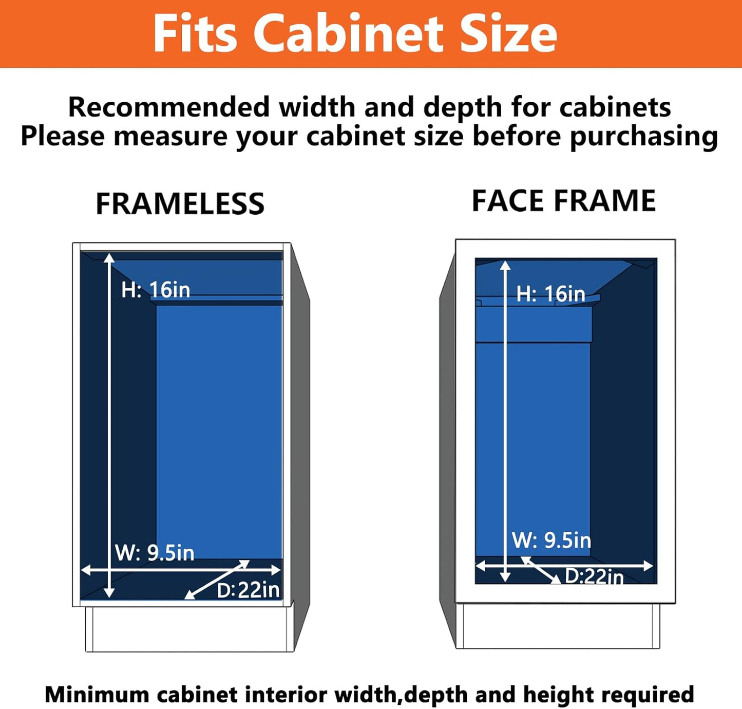 ROOMTEC Individual Pull Out Cabinet Organizer (9" W x 21½" D), 2 Tier Spice Rack Organizer for Cabinet, Slide Out Drawer Pantry Shelf Organization and Storage for Kitchen Bathroom