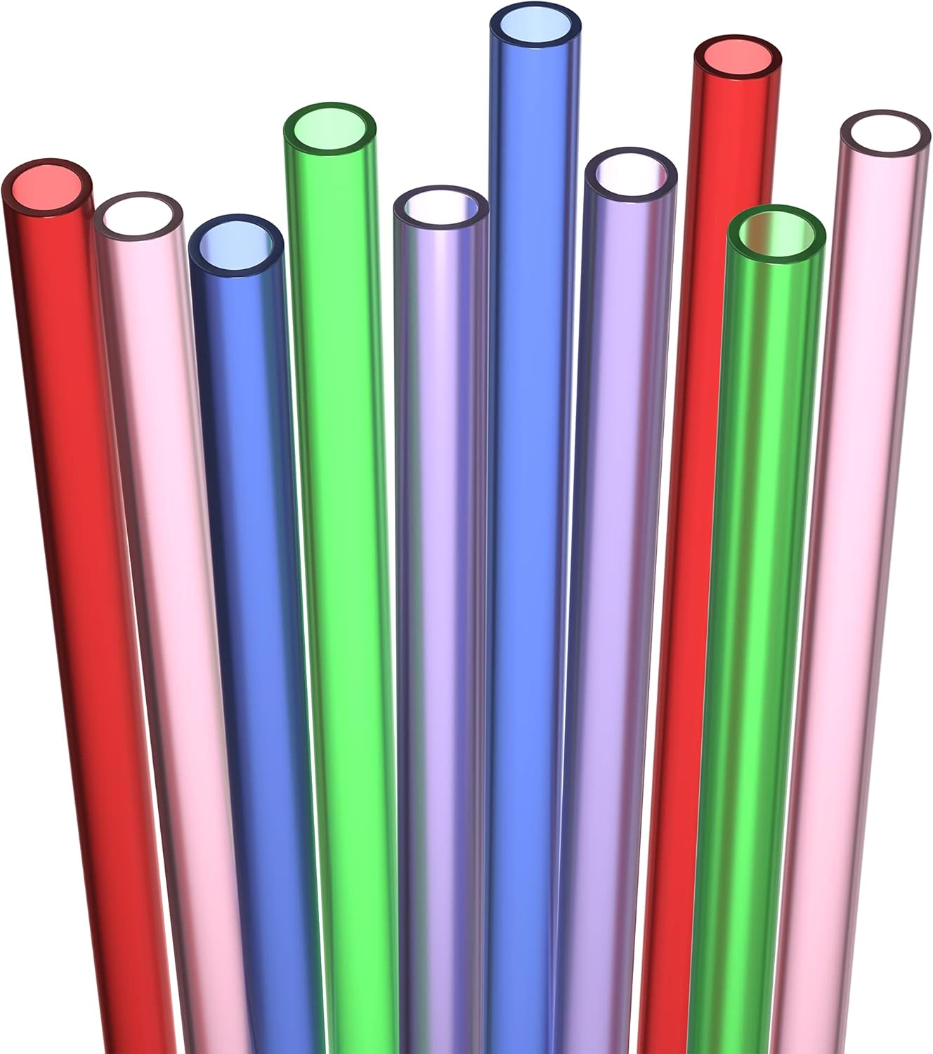20 Short Reusable Hard Plastic Drinking Straws, Medium Width + Sturdy Cleaning Brush - for Cocktails, Small Cups, Kids Drinks - Dishwasher Safe BPA Free