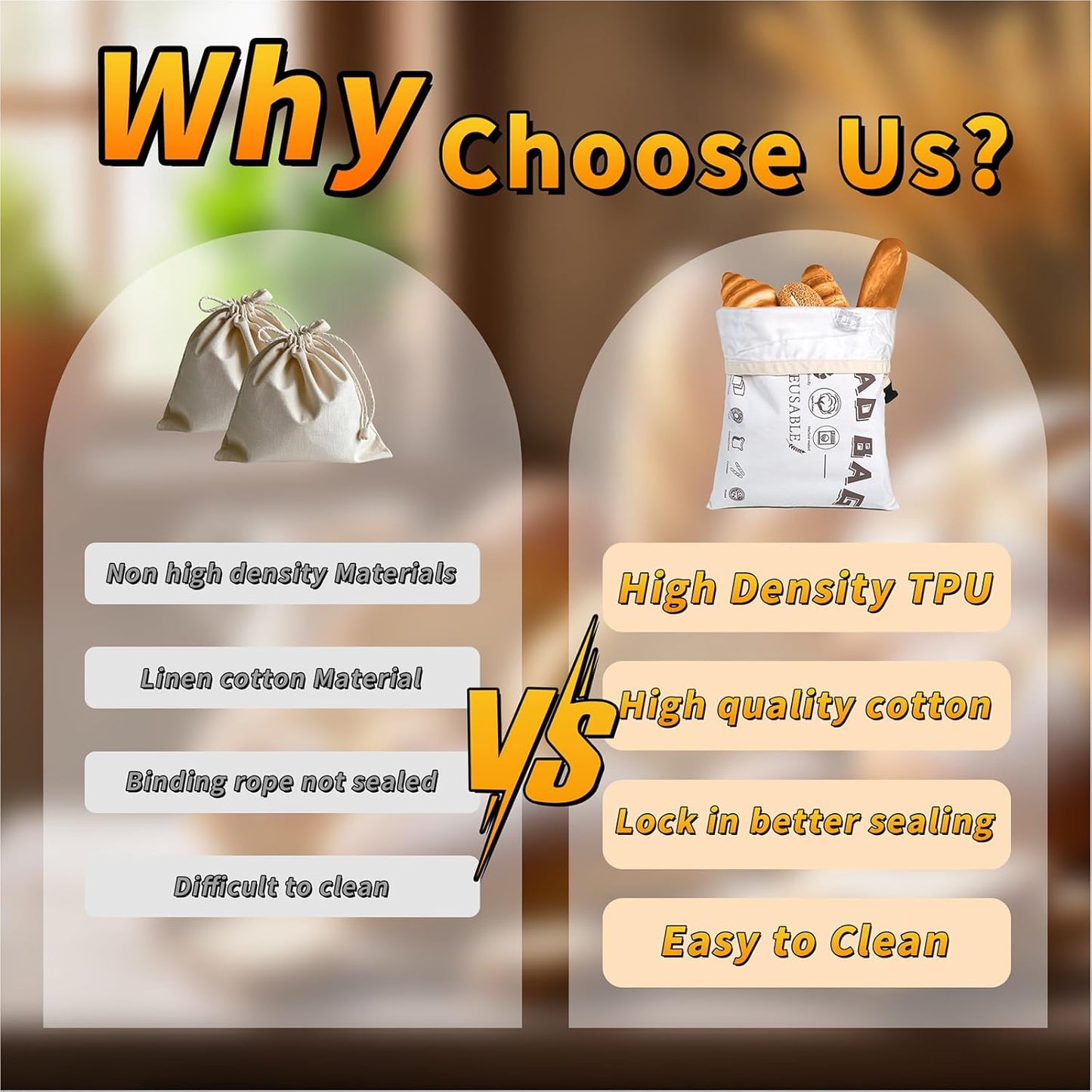 Reusable Bread Bags for Homemade Bread,Cotton Bags with Food Grade TPU Liner Extend Freshness, Large Capacity Cloth Bag for Travel Friendly,Washable,Refrigerable, Gift for Bakers (Set of 2)