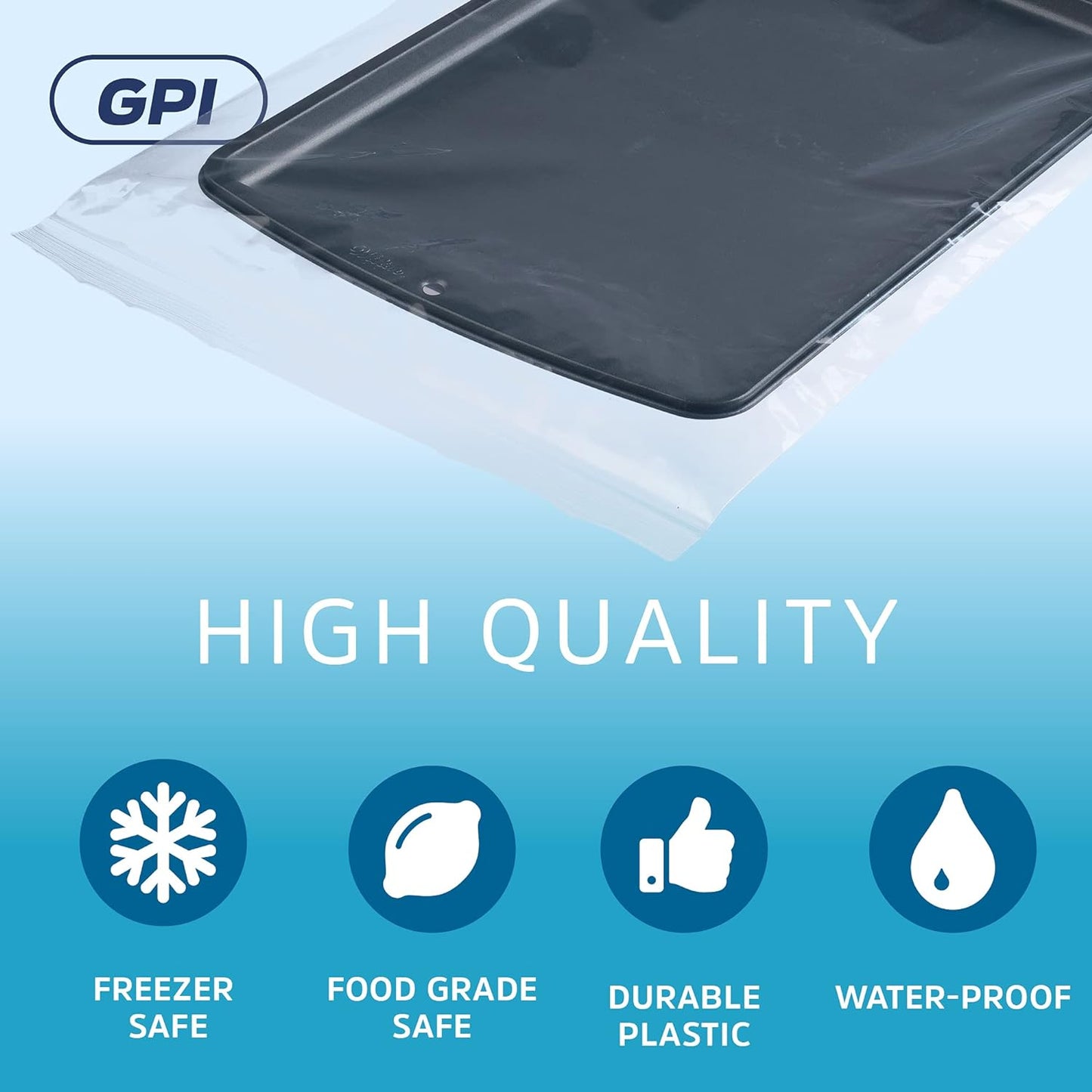 GPI Pack of 100, 14" x 20" Clear Plastic RECLOSABLE Zip Bags - Bulk 2 mil Thick Strong & Durable Poly Baggies with Resealable Zip Top Lock for Travel, Storage, Packaging & Shipping