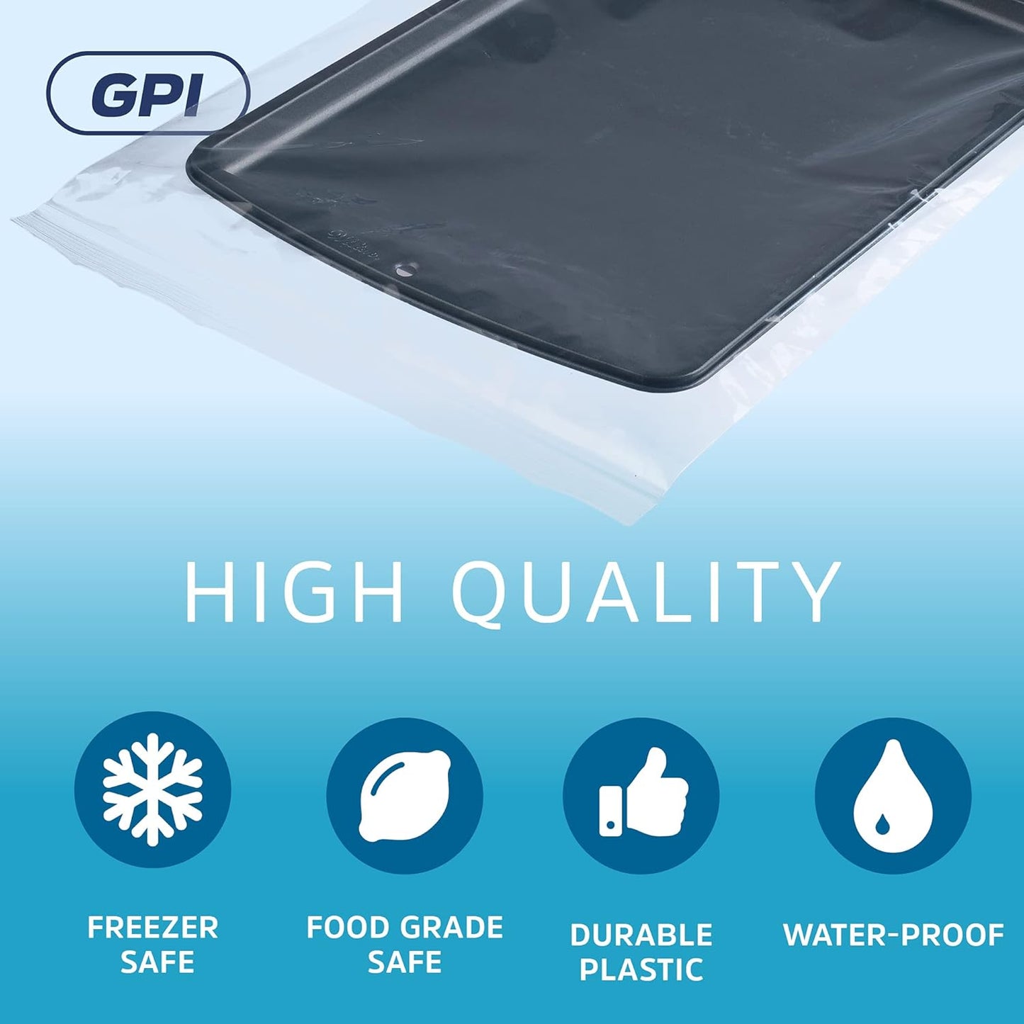 GPI Pack of 200 13" X 18" Clear Plastic Reclosable Zip Bags - Bulk 2 Mil Thick Strong & Durable Poly Baggies with Resealable Zip Top Lock for Travel, Storage, Packaging & Shipping.