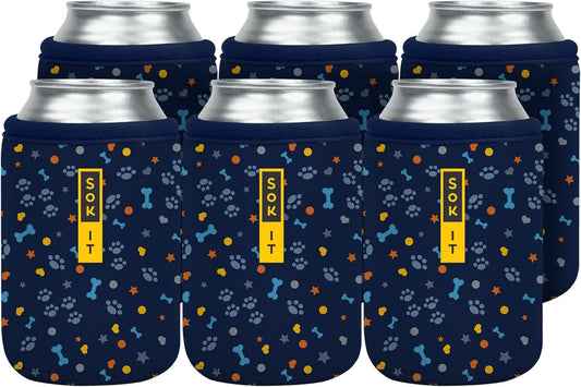 Sok It CanSok 6 Pack Sleeve for Beer & Soda Insulated Neoprene Cover (Paws and Bones, 12oz Can Sleeve - 6 Pack)