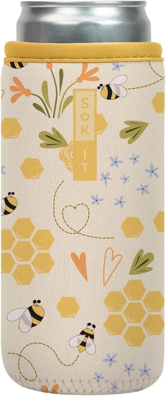 Sok It CanSok Sleeve for Beer & Soda Insulated Neoprene Cover (Honeycomb Buzz, 12oz Can Sleeve)