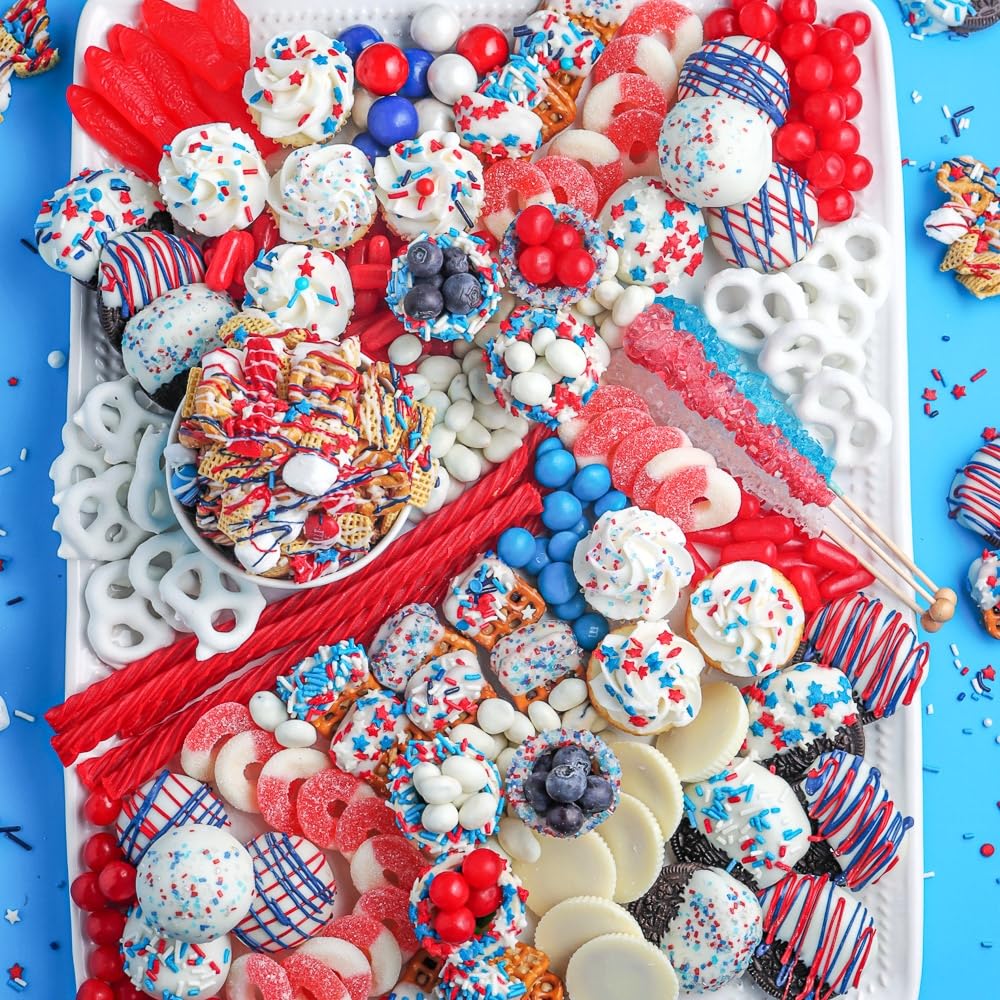 Cobakey Patriotic Sprinkles for Baking, Red White and Blue Sprinkles for Cupcakes, 4th of July Sprinkles Perfect for Independence Day Dessert Party 4.23 Ounce