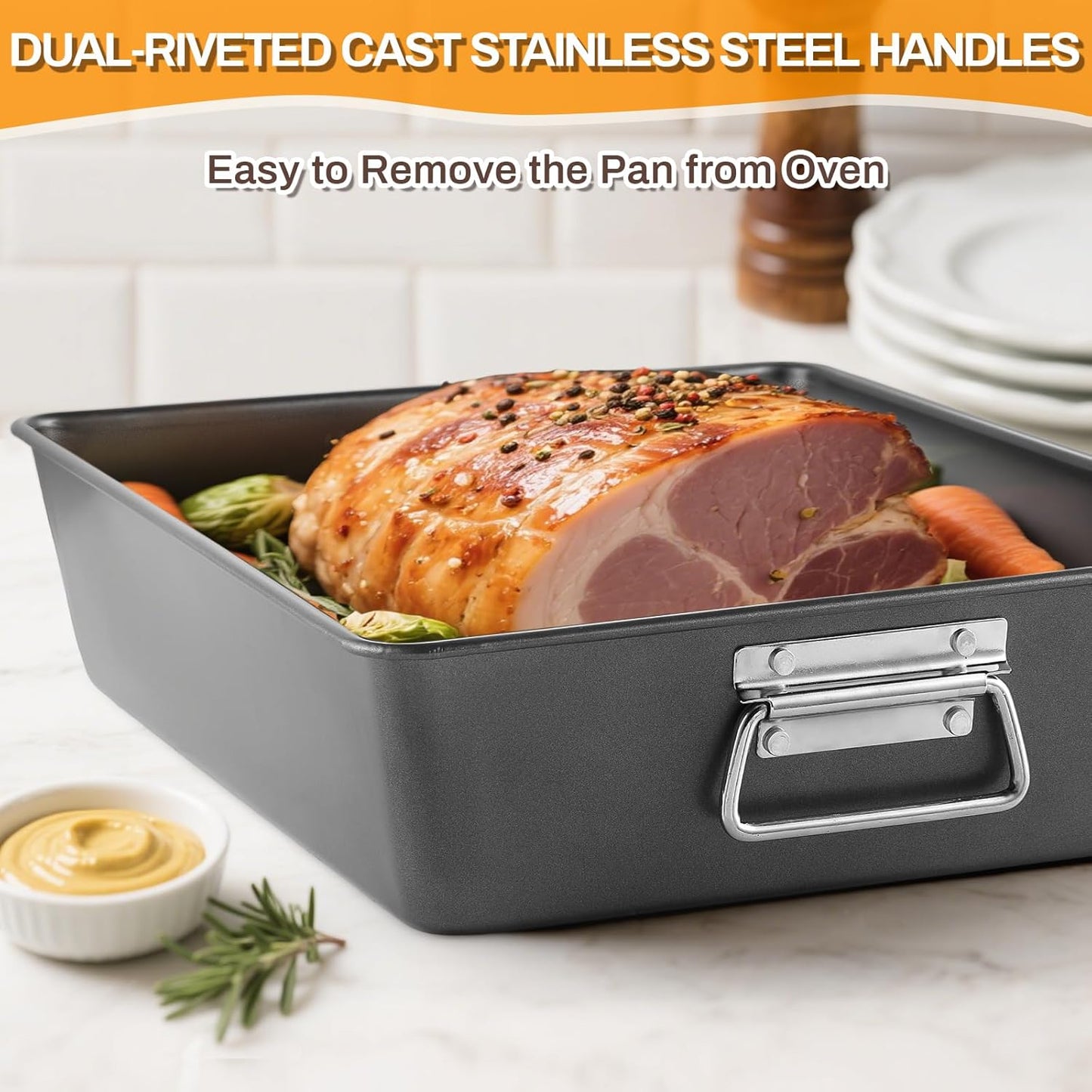 12PCS Nonstick Bakeware Set, Non-Toxic Carbon Steel Baking Pans Set with Wider Grip, Includes Roasting Pan, Cookie Sheet, Cake Pans, Muffin Pans, Cooling Rack, Oven Mitts, Easy Release