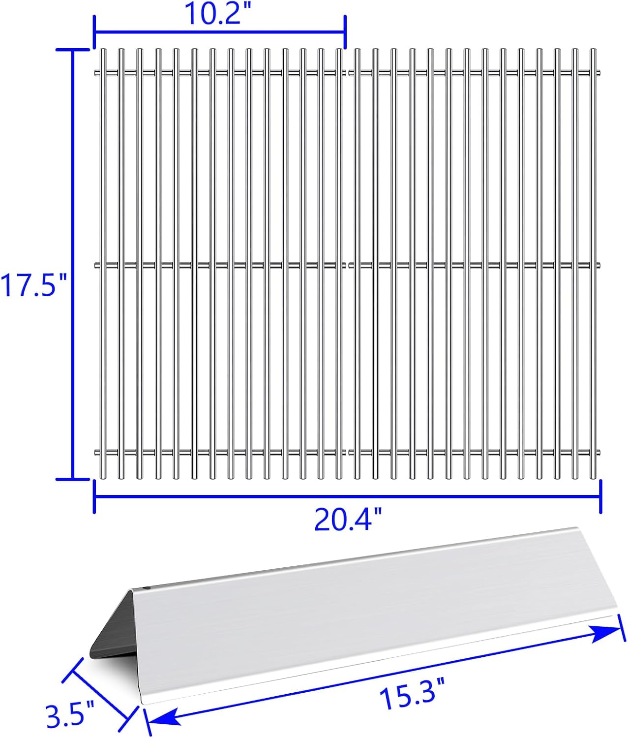 17.5” Grill Grates Replacement for 7637 7635 Weber Spirit I Spirit II E-210, S-210, E-220, S-220 With Front-Mounted Control Panels,Flavorizer Bars Cooking Grid Parts 2 Burners Spirit 200 Series