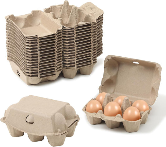 15 Pack Egg Cartons Cheap Bulk, 6 Count Egg Storage Containers Holder, Sturdy Natural Pulp Material Perfect for Storing Extra Eggs