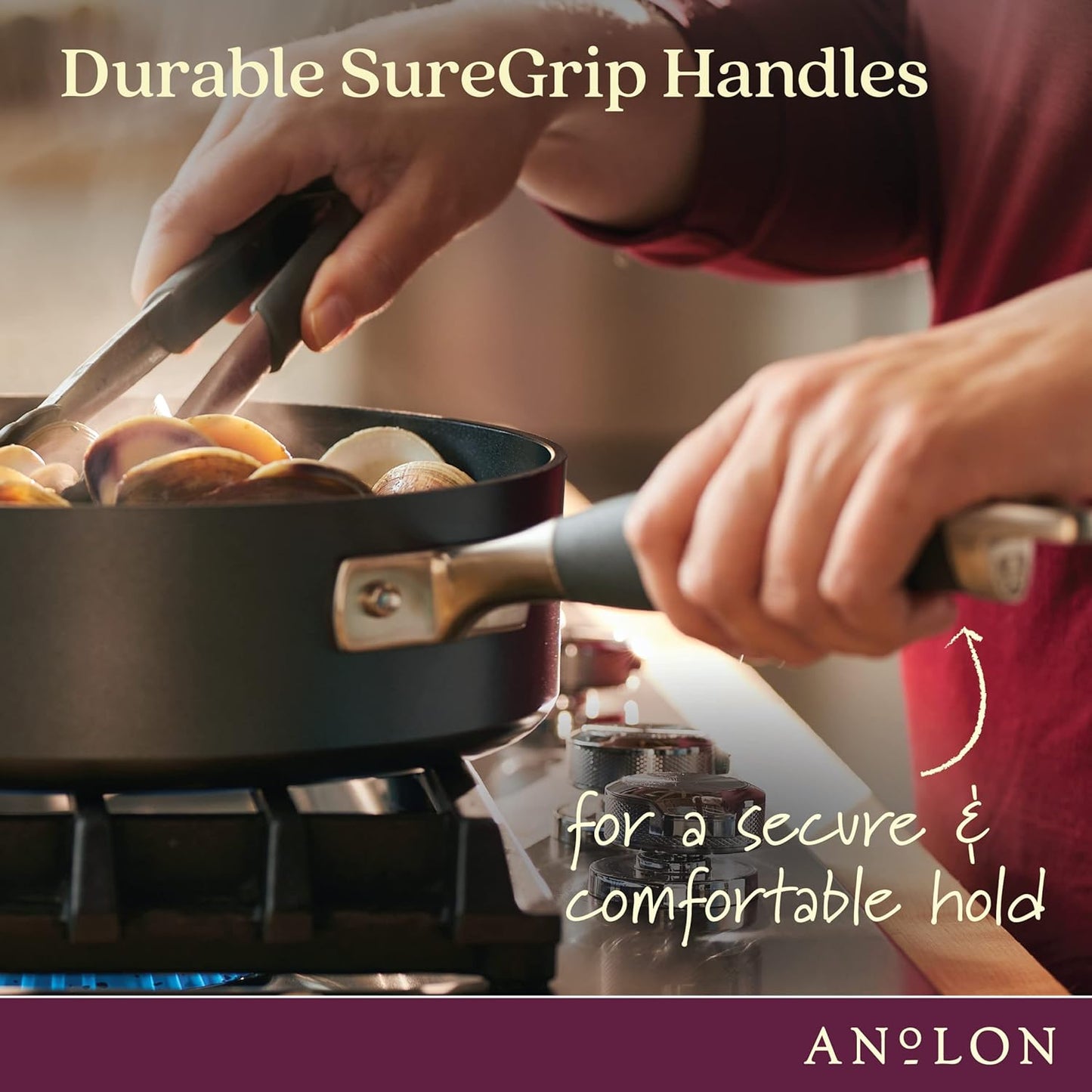 Anolon Advanced Home Hard-Anodized Nonstick Wide Stock Pot/Stockpot (7.5-Quart, Moonstone)