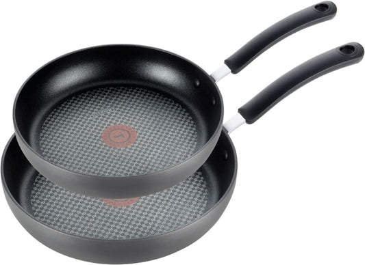 T-fal Ultimate Hard Anodized Nonstick Fry Pan Set 2 Piece, 10, 12 Inch, Oven Broiler Safe 400F, Cookware, Pots and Pans Set Non Stick, Kitchen Frying Pans, Cooking Skillets, Dishwasher Safe, Grey