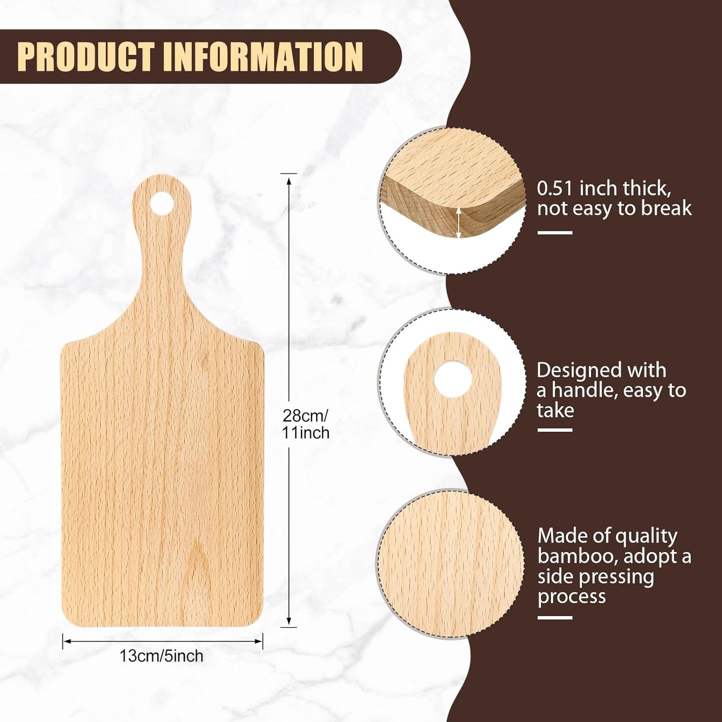 Lounsweer 6 Pcs Thicken Cutting Board Bulk Wood Board for Chopping Serving Charcuterie Material for Laser Engraving Mother' Day Wedding Housewarming Gift