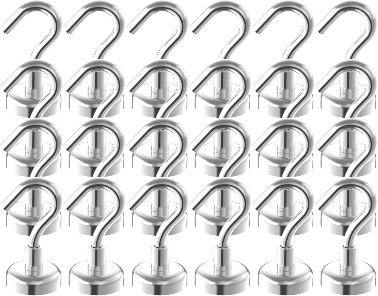 Heavy Duty Small Magnetic Hooks with 0.79" Dia Magnetic Base,40lbs - 24Pack Super Strong Rare Earth Magnet Hook, Extra Strong Cruise Hook for Hanging, Magnetic Hanger for Cabins, Grill