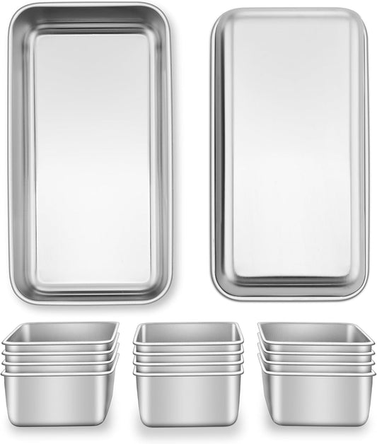 E-far Bread Pans for Homemade Bread, 14 Pack 9 x5 Inch Stainless Steel Loaf Pans, Rectangle Metal Bakeware for Baking Banana Loaf Meatloaf Brownies, Healthy & Non Toxic, Easy Release & Dishwasher Safe