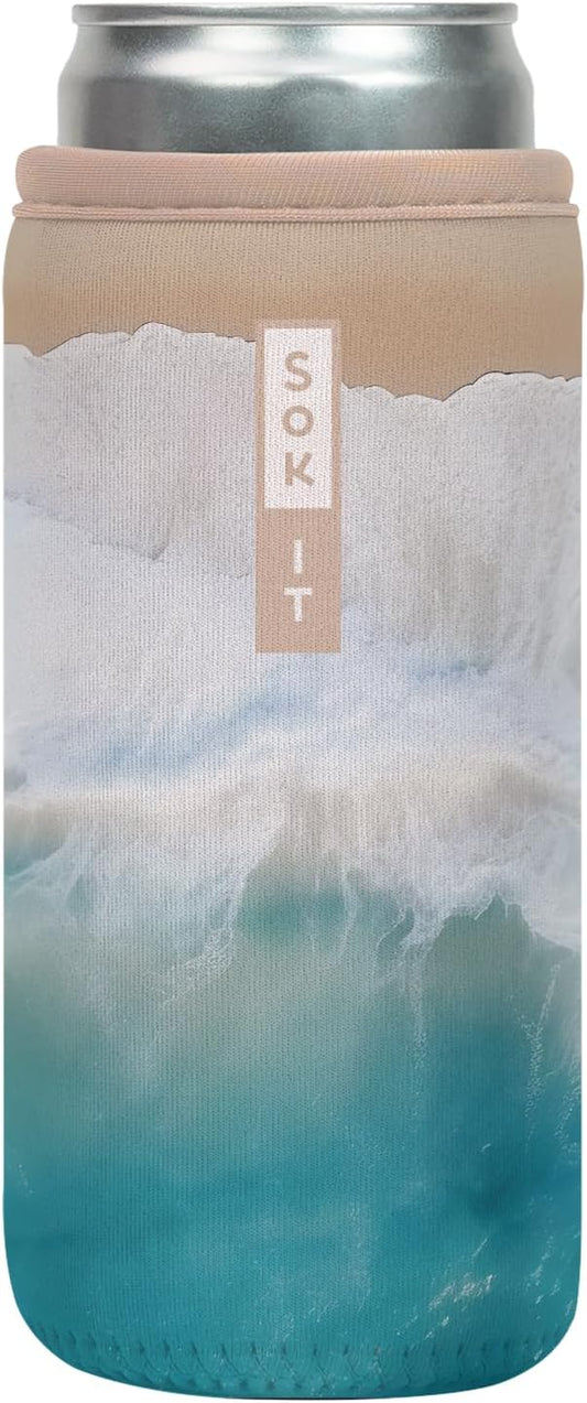 Sok It CanSok Sleeve for Beer & Soda Insulated Neoprene Cover (Ay, Bay Bay!, 12oz Slim Can Sleeve)