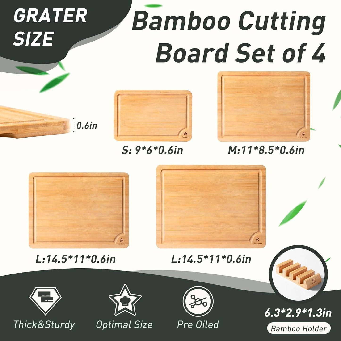 Bamboo Cutting Board Set Non Slip Feet with Holder Over Sink Adult Women Her Sister Aunt Wife Hustband Lady Bestie Soul Happy Christmas Xmas Birthday Gifts Cool Unique Aesthetic 30 40 60 70 Year Old