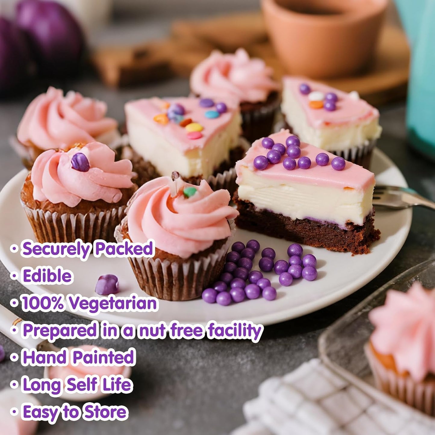 Edible Pearl Sprinkles,Purple Pearl Sugar Sprinkles,Mix Size,Baking Edible Cake Decorations Candy,Cupcake Toppers,Cookie Decorating Donuts Ice Cream Toppings, Party Supplies130g/4.58oz