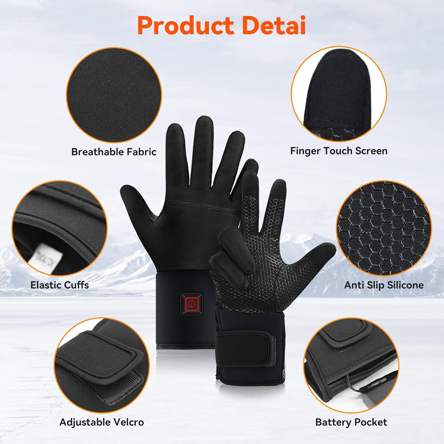 Heated Gloves for Men Women Rechargeable, Electric Heated Warm Winter Gloves for Motorcycle Skiing Bike Hunting Camping - Gloves for Cold Weather