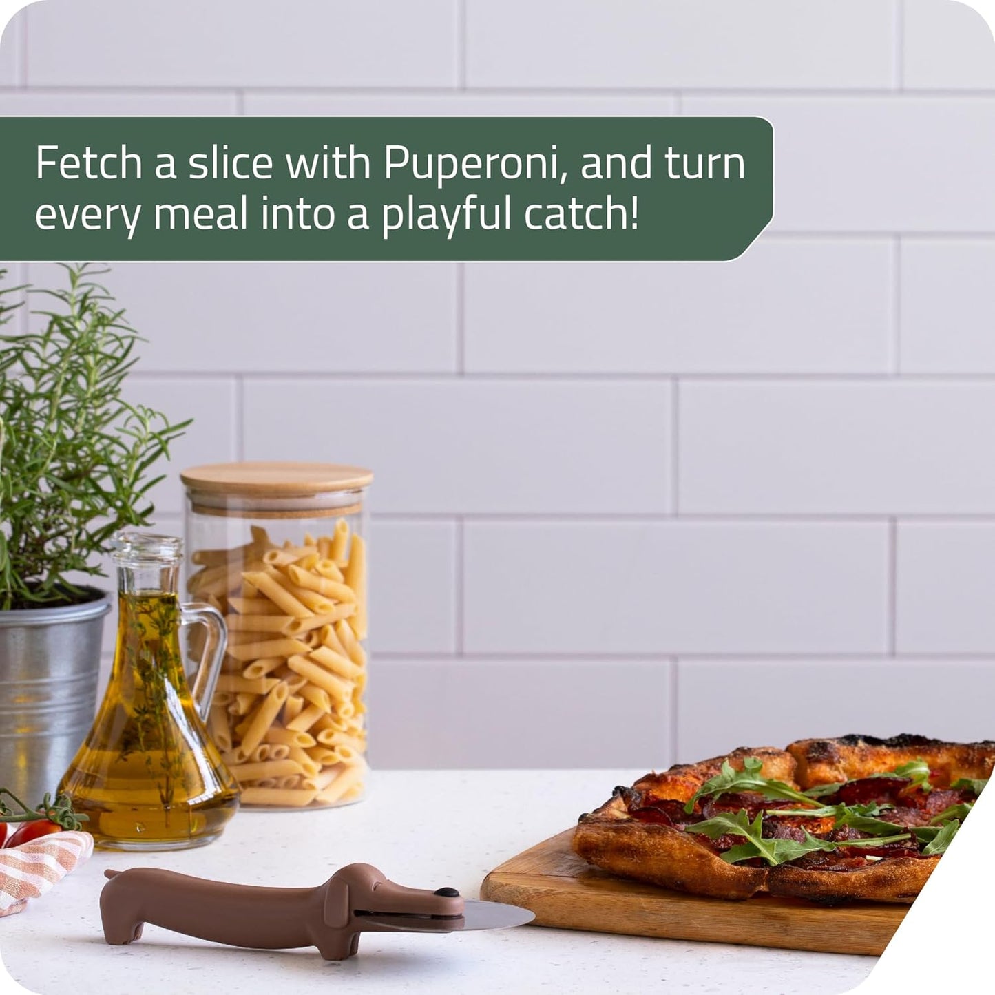 Peleg Design Puperoni Cute Pizza Cutter Wheel – Dog-Shaped Plastic Pizza Cutter Wheel with Stainless Steel Blade & Durable Plastic Handle, Fun Kitchen Gadget