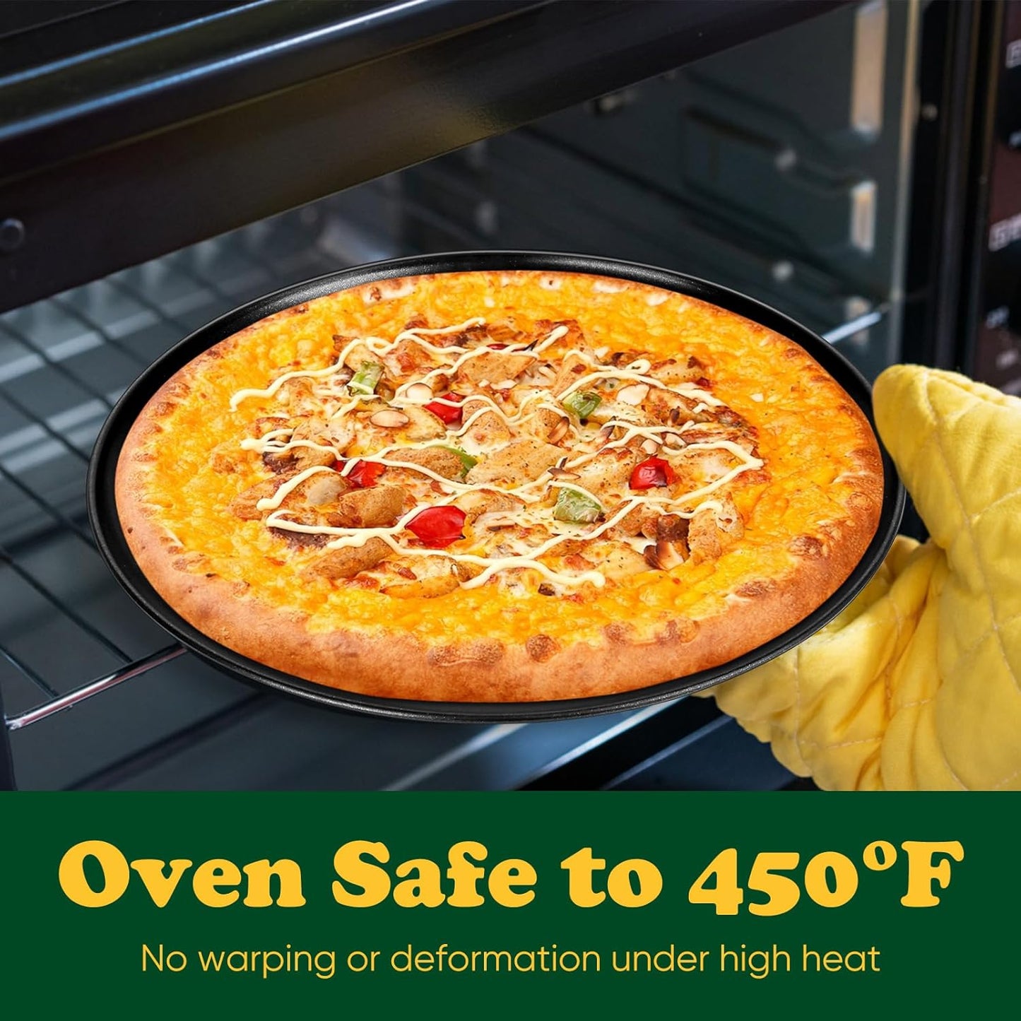 E-far 10 Inch Pizza Pan Set of 2, Nonstick Pizza Pie Pan Tray Platter, Metal Round Baking Sheet Cooking Pan for Oven, Durable & Stainless Steel Core