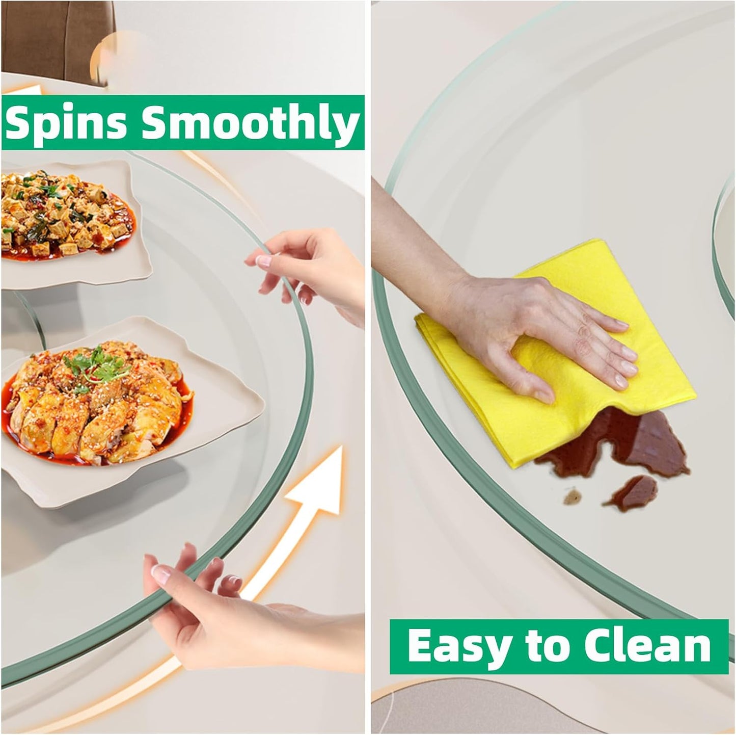 26.7 inch Lazy Susan for Table Top Tempered Glass Rotating Serving Tray for Dining Table, Kitchen Lazy Susan Organizer Spinning Rotating Food Server Party Centerpieces Heavy Duty (68cm / 26.7in)