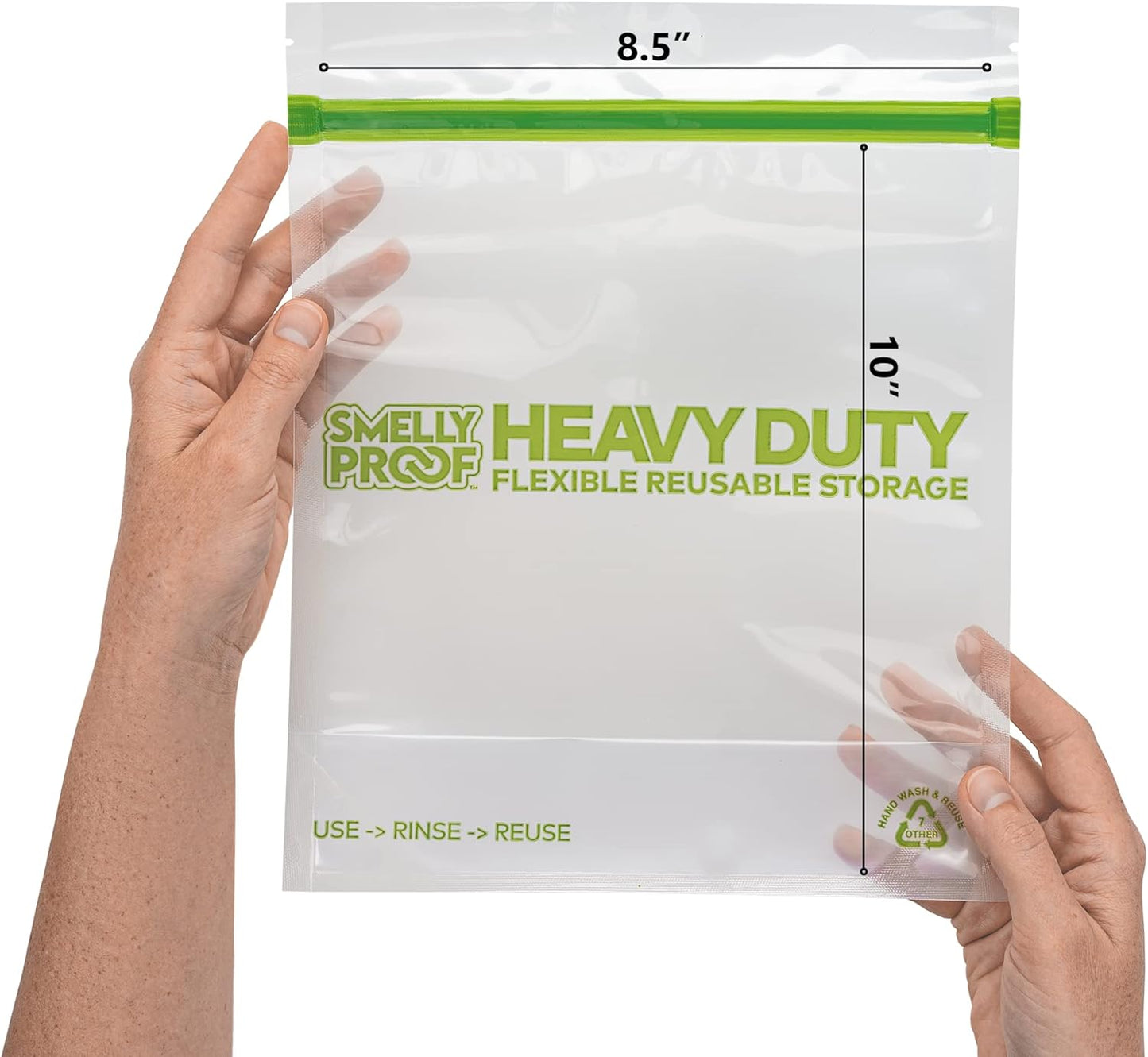 HEAVY DUTY Reusable STAND-UP Bags for Food Storage by Smelly Proof, USA Made, NO PEVA & BPA FREE, Reusable Freezer Bags, Dishwasher-Safe, Triple Zip, CLEAR 5-mils LRG Quart 8.75" x 9.5" - 5pk