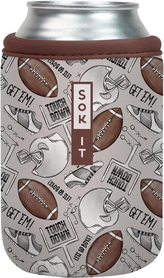 Sok It CanSok Sleeve for Beer & Soda Insulated Neoprene Cover (Football, 12oz Can Sleeve)