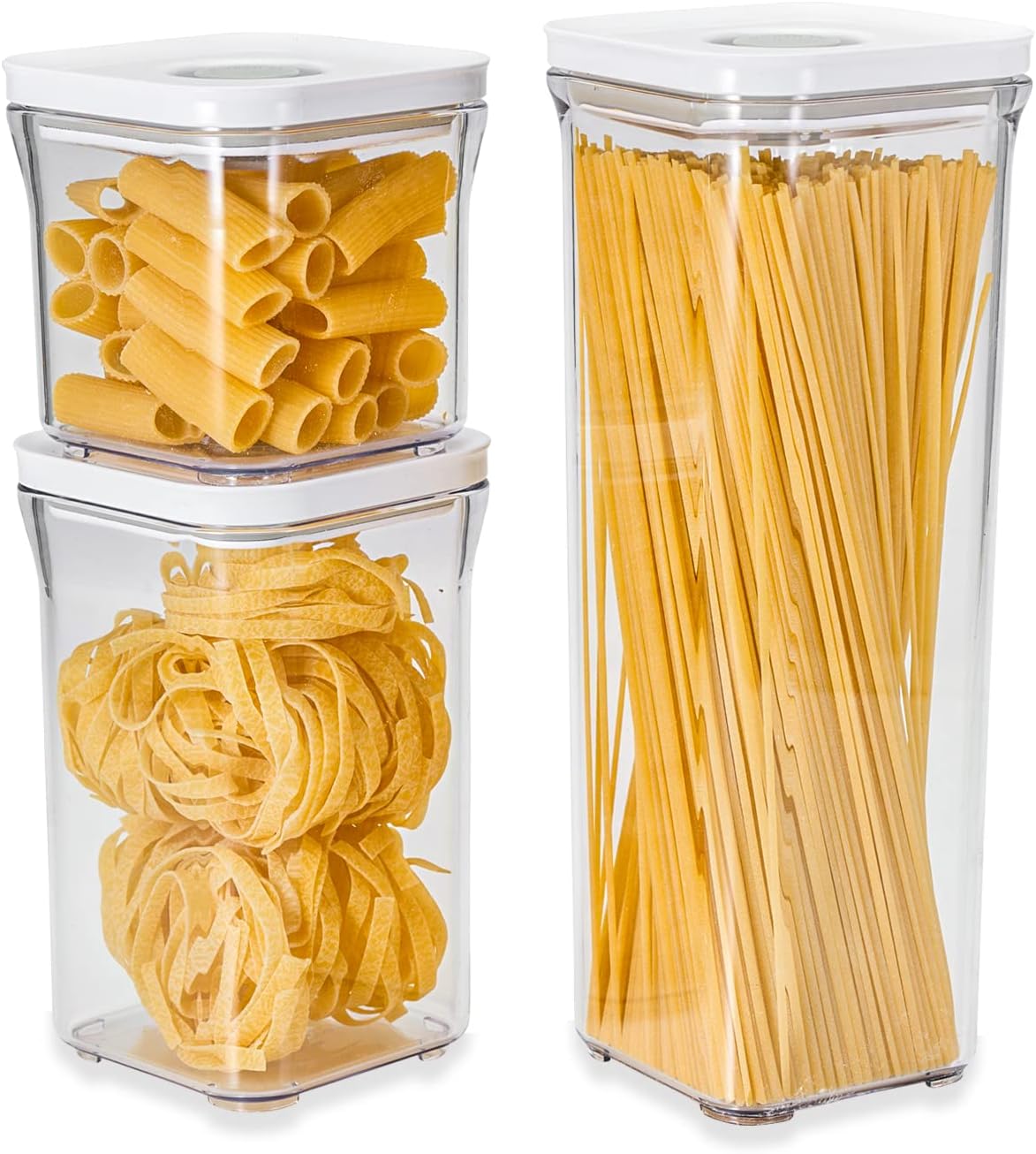 Premium Airtight Food Storage Containers, Square-S 3PC-SET, Smart One-Click Seal Lid, No Hinges, 100% Leak Proof, BPA-FREE, Dishwasher, Freezer & Microwave Safe