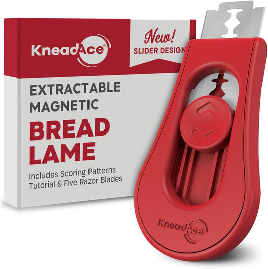 KneadAce Upgraded Extractable & Magnetic Bread Lame Dough Scoring Tool - Professional Sourdough scoring tool for Sourdough Bread baking & Bread Making Tools - Scoring Patterns booklet & 5 Razor Blades