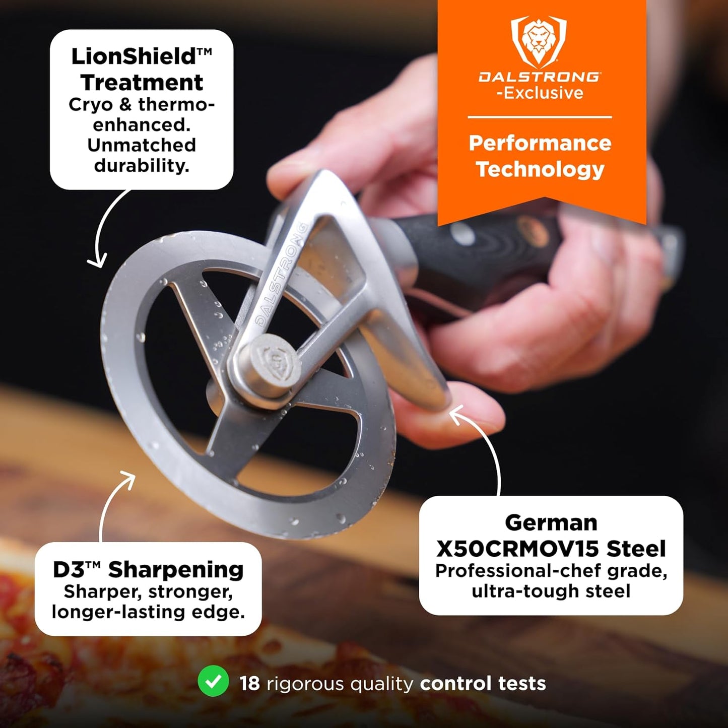Dalstrong Pizza Wheel Cutter - The Orbit Razor Unique Pizza Wheel & Cutter -High-Carbon Heavy-Duty Stainless Steel - G10 Handle - Razor Sharp - Thumb Guard Protection & Blade Cover