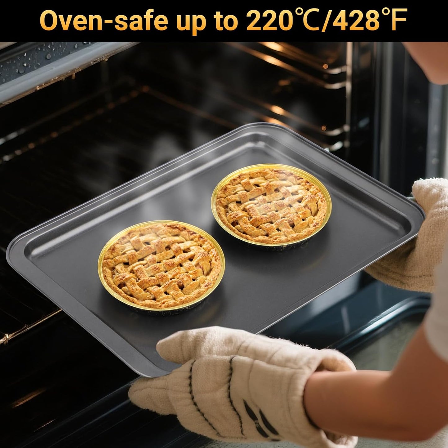 EUSOAR Baking Pans with Lids, 100pcs 10oz/275ml Creme Brulee Disposable Ramekins Cake Storage Container, Round Aluminum Cake Cups Cupcakes Liners Bread Pudding Holders for Wedding Birthday Party