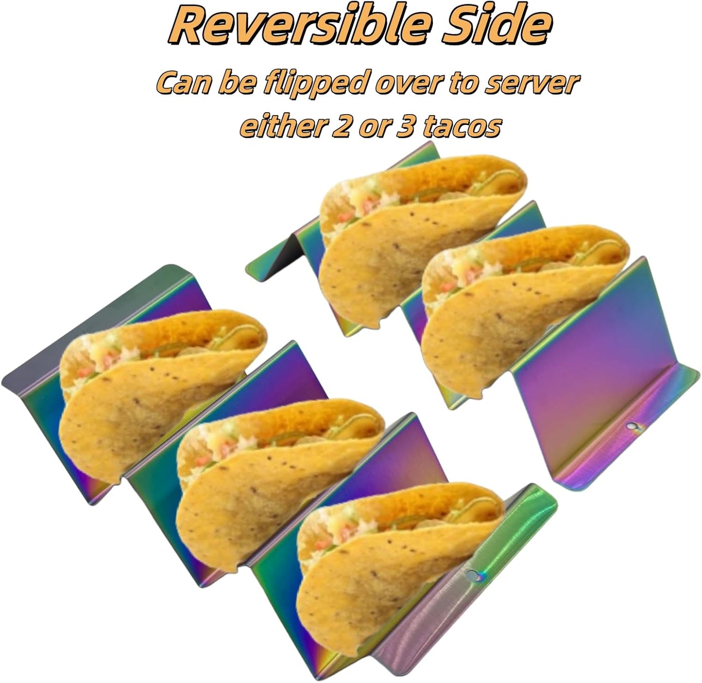 Metal Taco Holder, Set of 6 Stainless Steel Taco Tray - Stackable Storage Durable and Easy to Clean, Dishwasher Oven Safe