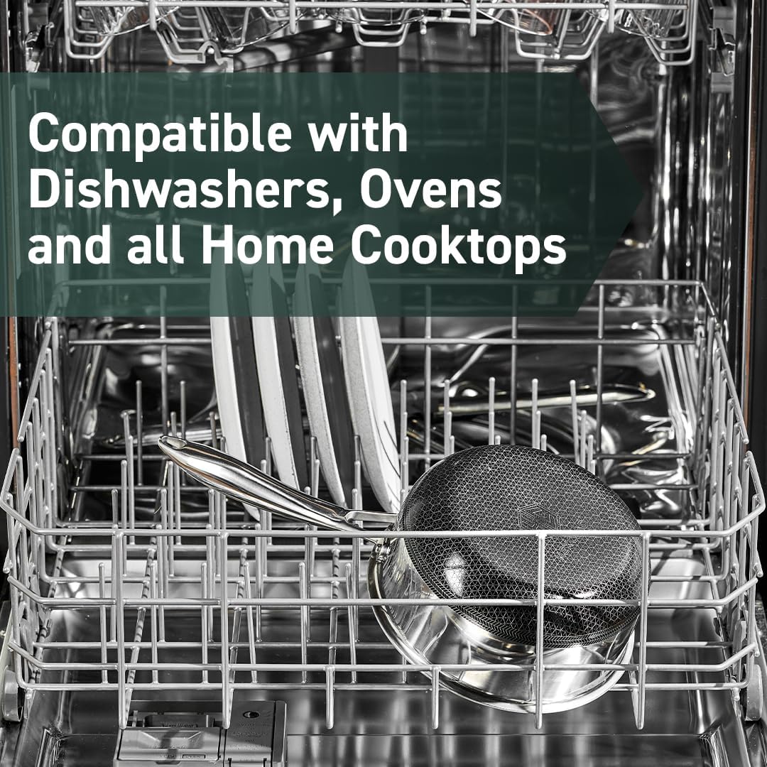 HexClad Hybrid Nonstick 1-Quart Saucepan with Tempered Glass Lid, Stay-Cool Handle, Dishwasher-Friendly, Oven-Safe Up to 900°F, Induction Ready, Compatible with All Cooktops