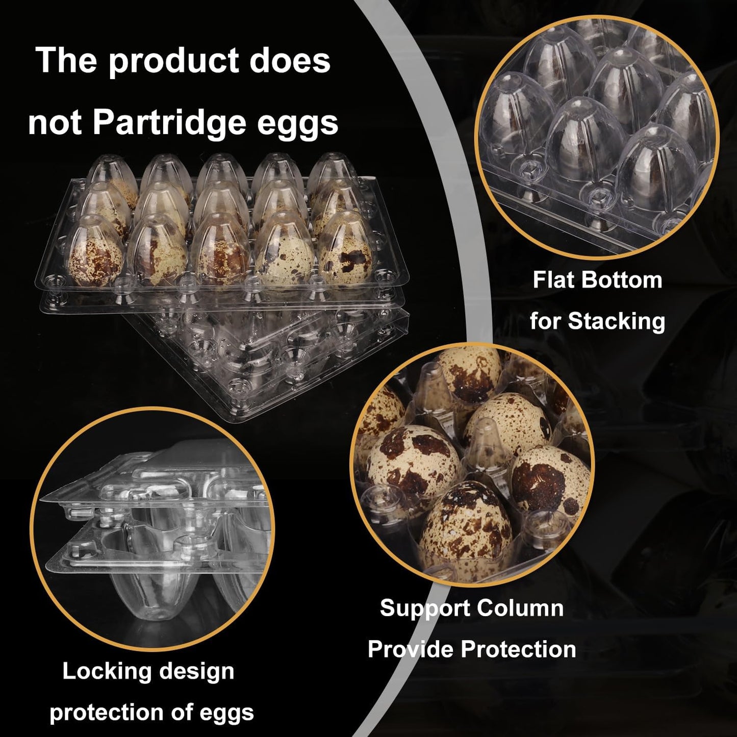 200 Pack Quail Egg Cartons, Clear Plastic Quail Egg Trays, Holds up to 15 Quail Eggs Securely - Your Ultimate Small Eggs Carton Holders for Bulk Storage and Display