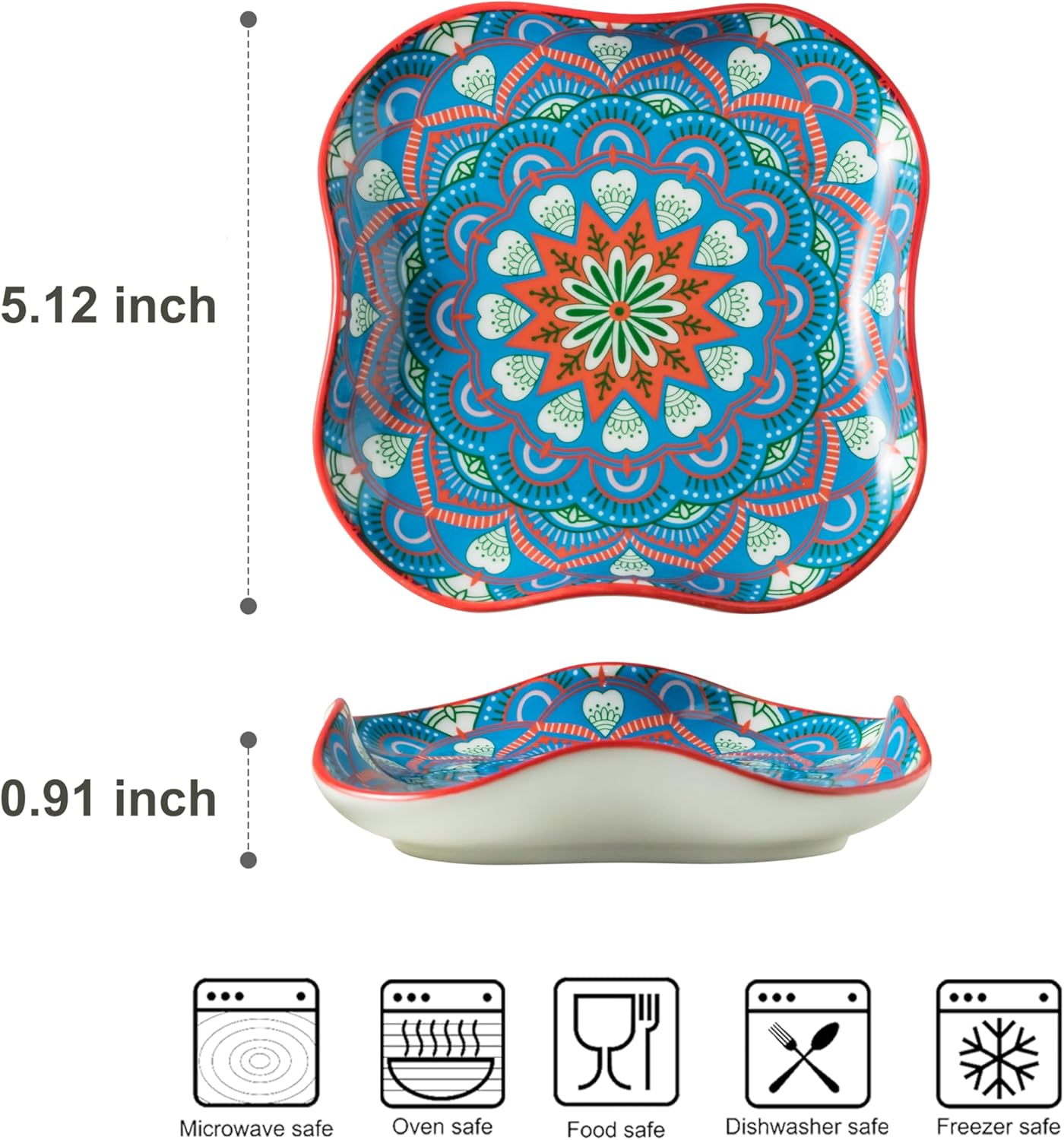 Spoon Rest for Stove Top, Bohemian Kitchen Gadgets, Ceramic Spoon Holder for Kitchen Countertop, Coffee Spoon Rest, Large Cooking Spatula Holder for Spoons, Ladles or Tongs, Blue and Red Boho