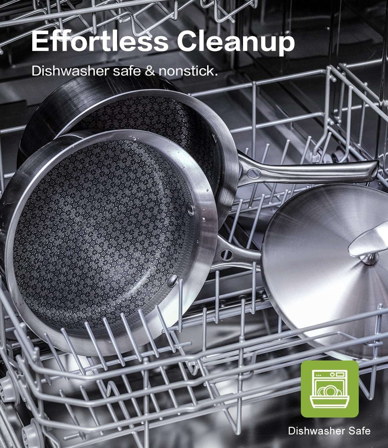 Stainless Steel Ceramic Cookware Set 6Pcs Pots and Pans Set Non Stick Steam-Return Lids 5 Ply Induction Non-Toxic Oven Safe Professional Kitchen Cooking Heavy Chef Quality | PFOA,PTFE & PFOS Free