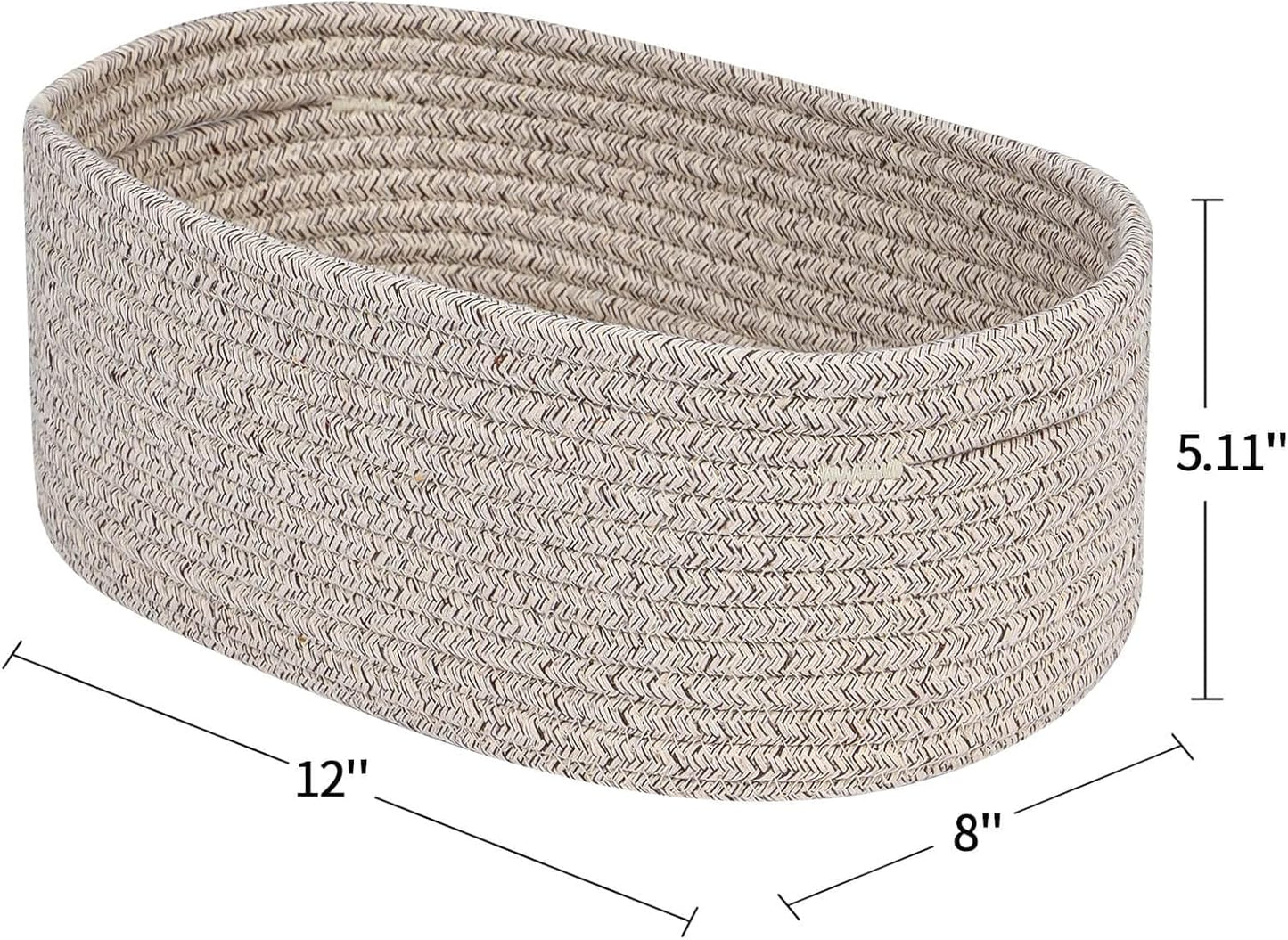 CubesLand Rectangle Organization/Storage Basket, Natural Cotton Rope Woven Baskets for Organizing, Small Basket for Kids, Baby Nursery, Cat Dog Toy Baskets, Organizer Bins for Shelves 3Pc Light Brown