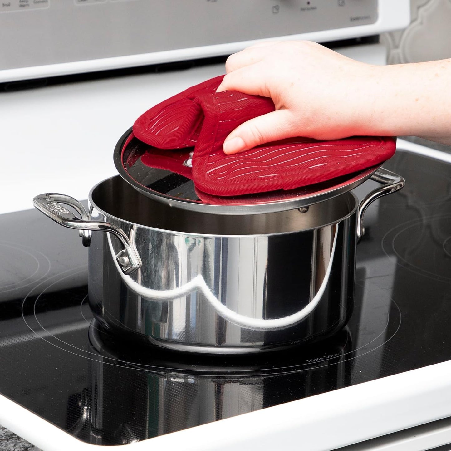 All-Clad Premium Pot Holder & Hot Pad: Heat Resistant to 500 Degrees - 100% Cotton, 10"x6.25" Hot Pad for Kitchen and Barbeque, 4-Pack, Chili