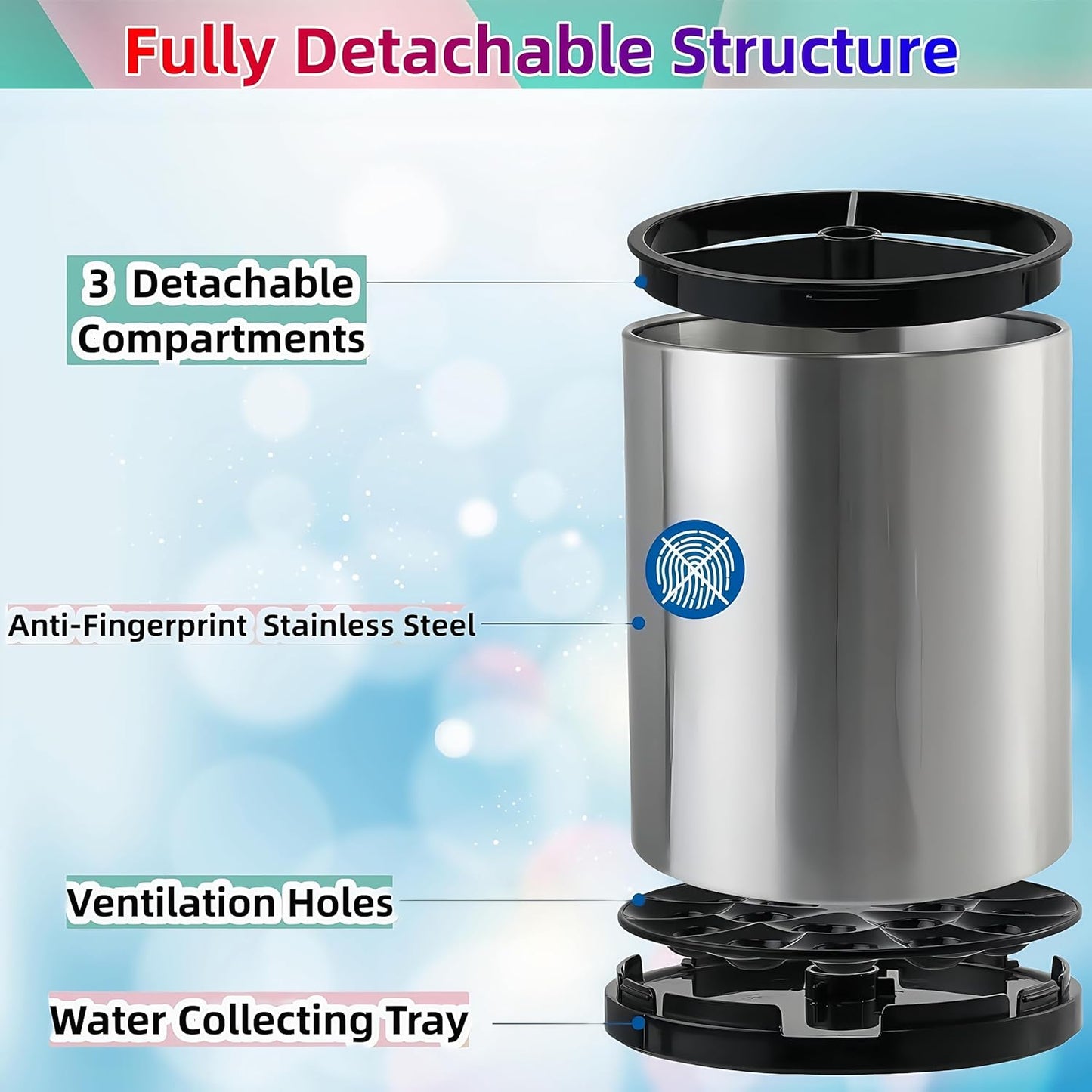 Utensil Holder,4-in-1 Large Kitchen Utensil Holder For Counter,Rotating Silverware Organizer Cooking Flatware Spoon Spatula Tool Cutlery Container Stainless Steel Caddy