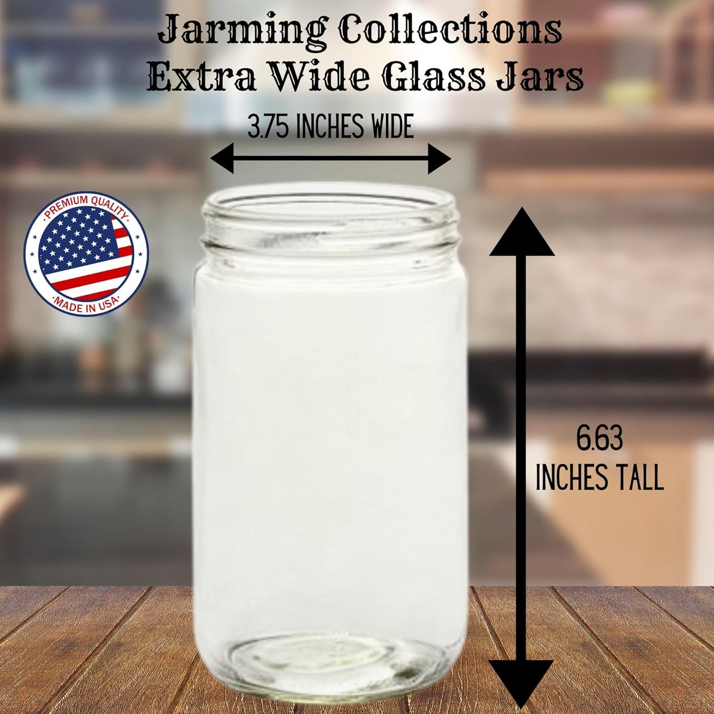 Jarming Collections 32oz Extra Wide Mouth Glass Storage Jar with BPA-Free Plastic Lid – Quart Size Airtight Mason Jar for Kitchen, Pantry, and Food Storage (Set of 2)
