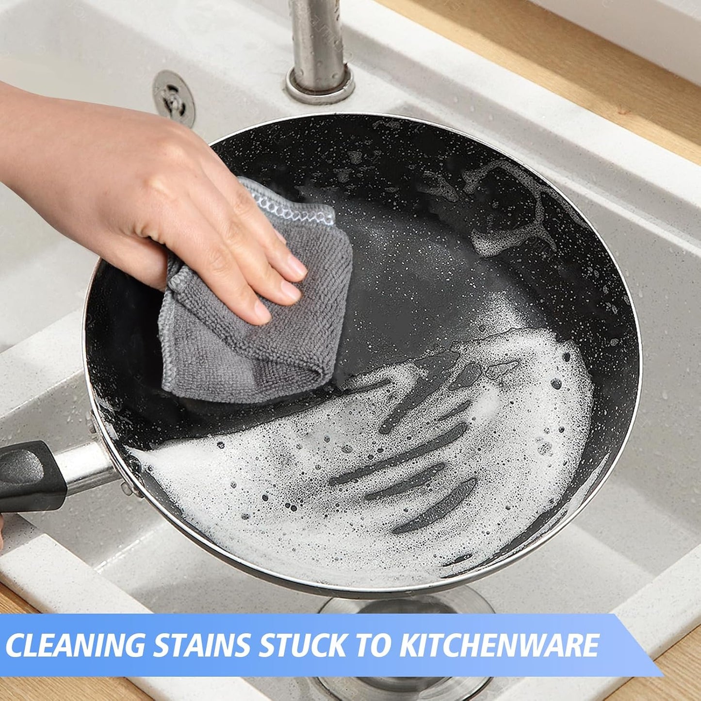 KinHwa Kitchen Washcloths for Dishes Absorbent Microfiber Dish Cloths Quick Dry Dish Rags with Poly Scour Scrub Side Ideal for Kitchen Cleaning (Gray, 12inchx12inch 18 Pack)