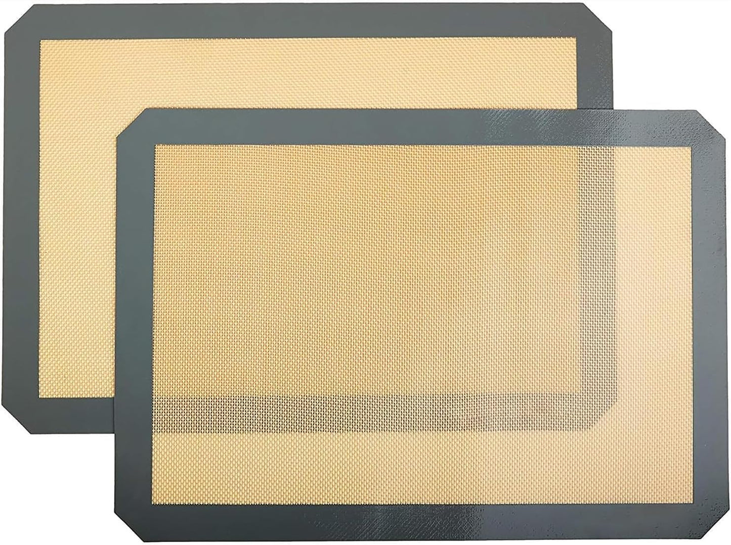 Inmorven 2-Pack Non-Stick Silicone Baking Mat, Food Safe Non Slip Heat Reusable Silicone Liner Sheet for Baking Cookies Pastries Bread Rolling Dough Oven Tray