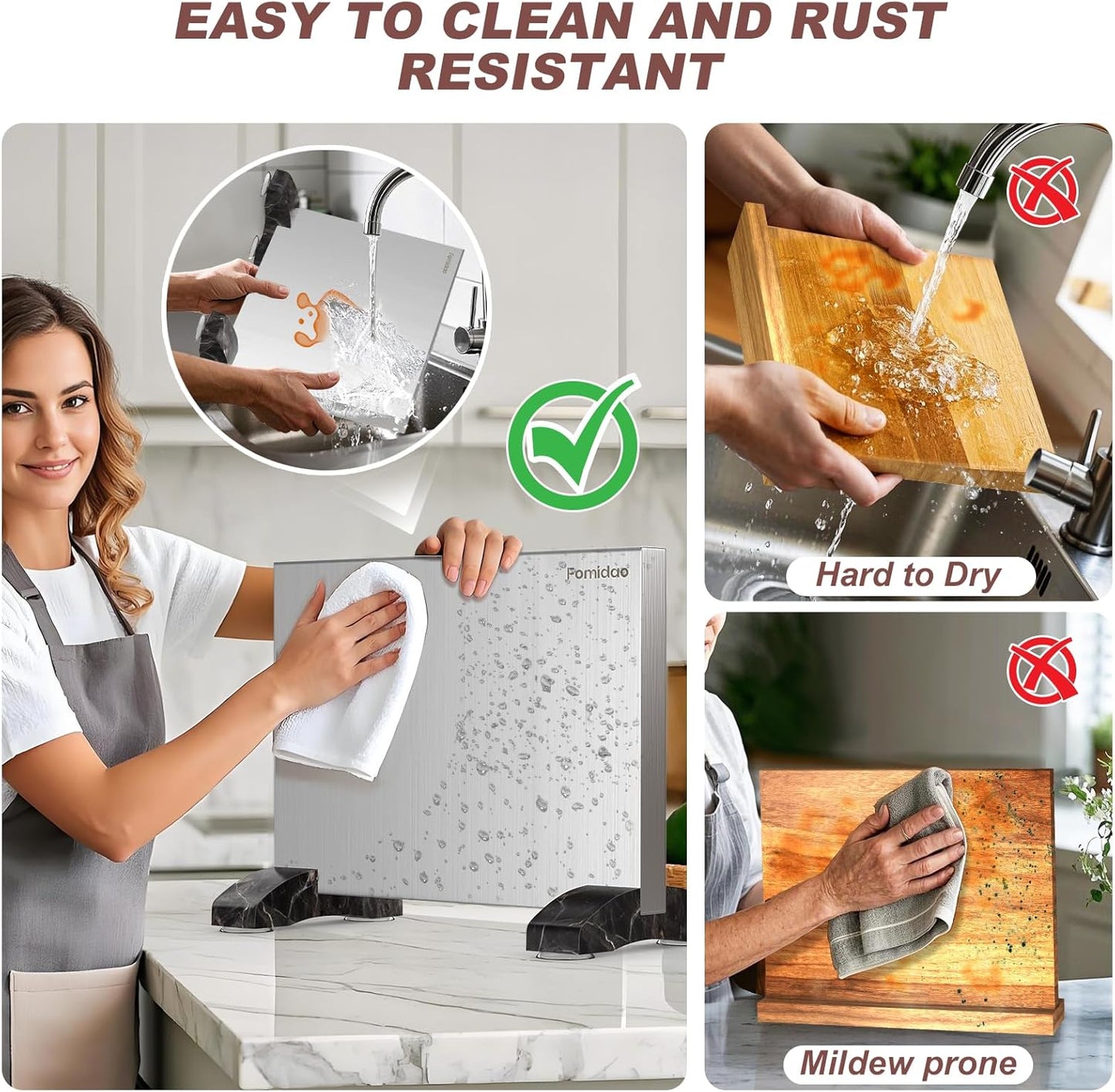 Magnetic Knife Block,Stainless Steel Magnetic Knife Holder Stand for Kitchen Counter,Strong Double Sided Magnet Knife Storage Rack